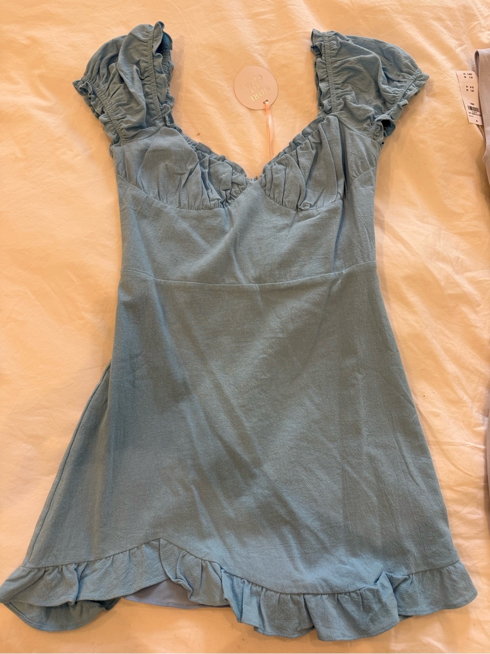 More to Come Light Blue Sweetheart Ruffle Mini Dress Small